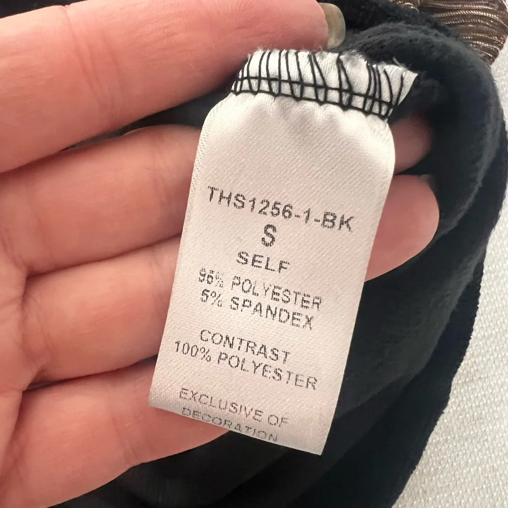 THML Black Velvet Top with Gold Ruffle Sleeves, NWOT - Picture 12 of 13